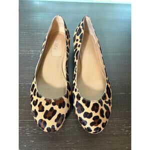 J.Crew Leopard Calf Hair Block Heel Pumps Size 7 Animal Print Leather Shoes